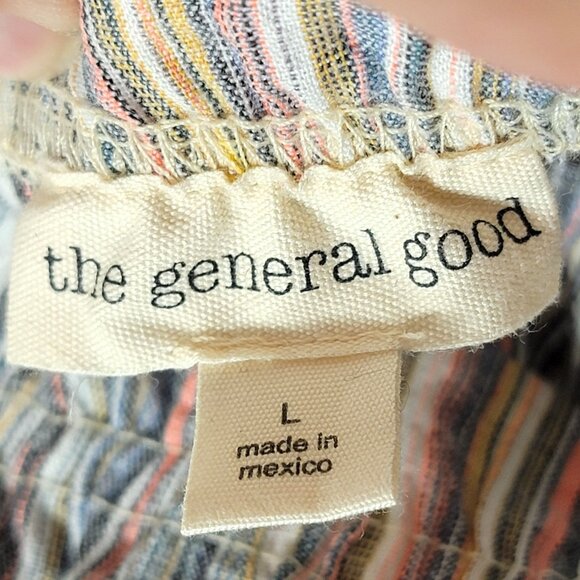 The General Good Strappy Sundress Square Neckline Colorful Multi Striped Sz L - Picture 5 of 9